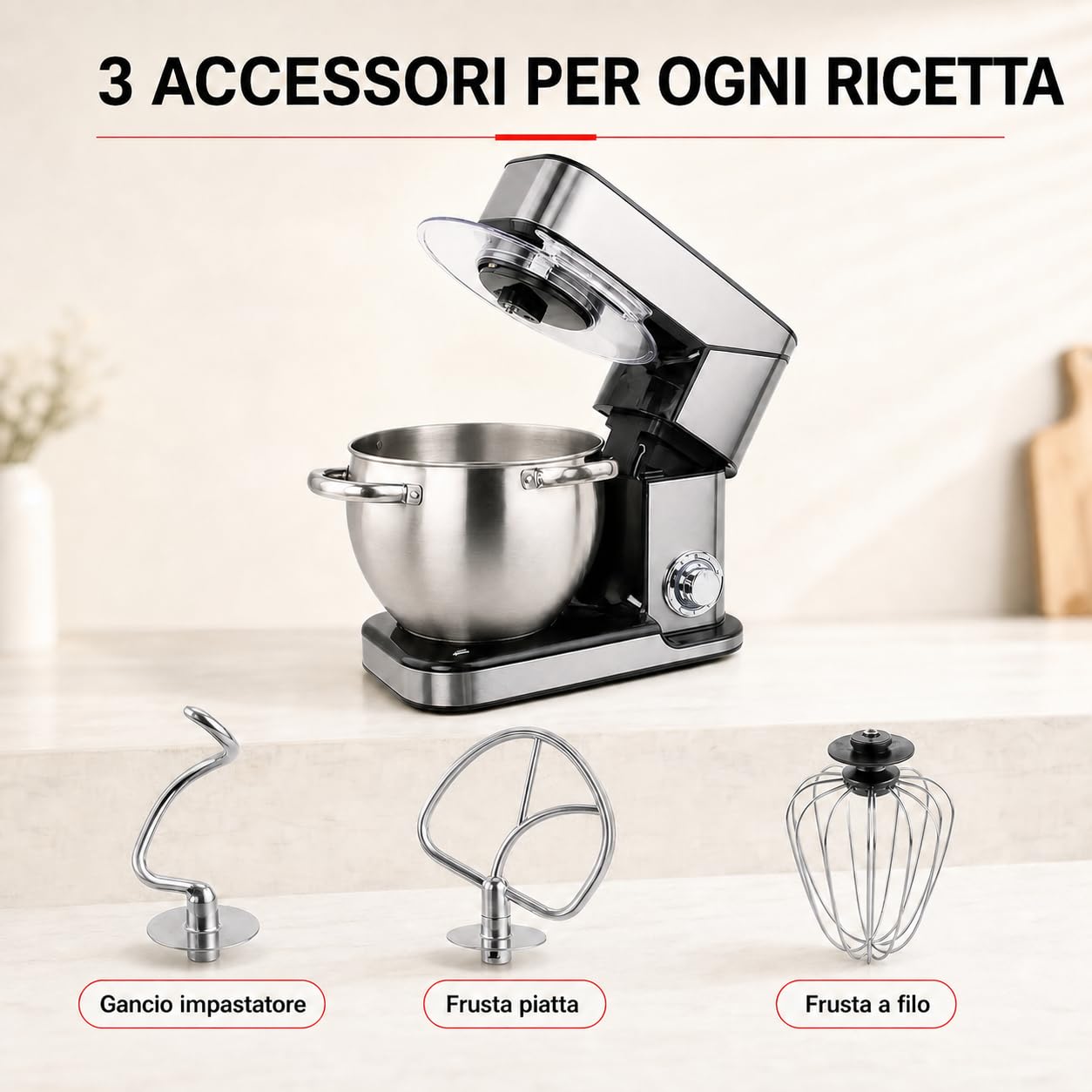 Impastatrice Planetaria Professionale 2000W con Ciotola 10L
