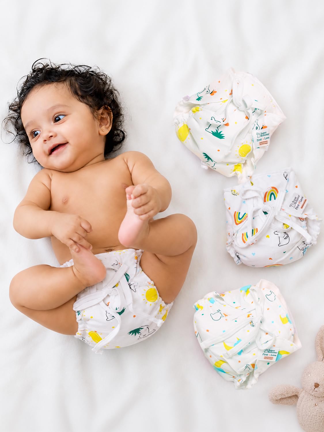 superbottoms DryFeel Baby Langot 0-6 Months l Organic Cotton Modern Baby Nappy l Mess-Free Langot with Gentle Elastics l Super DryFeel Top Layer l Diaper-Free Time Essential | 3 Pack-image-49