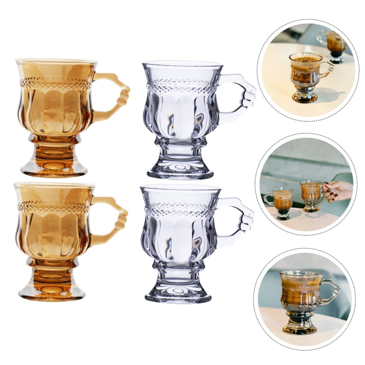Zerodeko 4pezzi Eleganti Calici Per Vino Con Manico Design Vintage Per Occasioni Speciali e Feste Di Bicchieri Eleganti Per Vino e Cocktail
