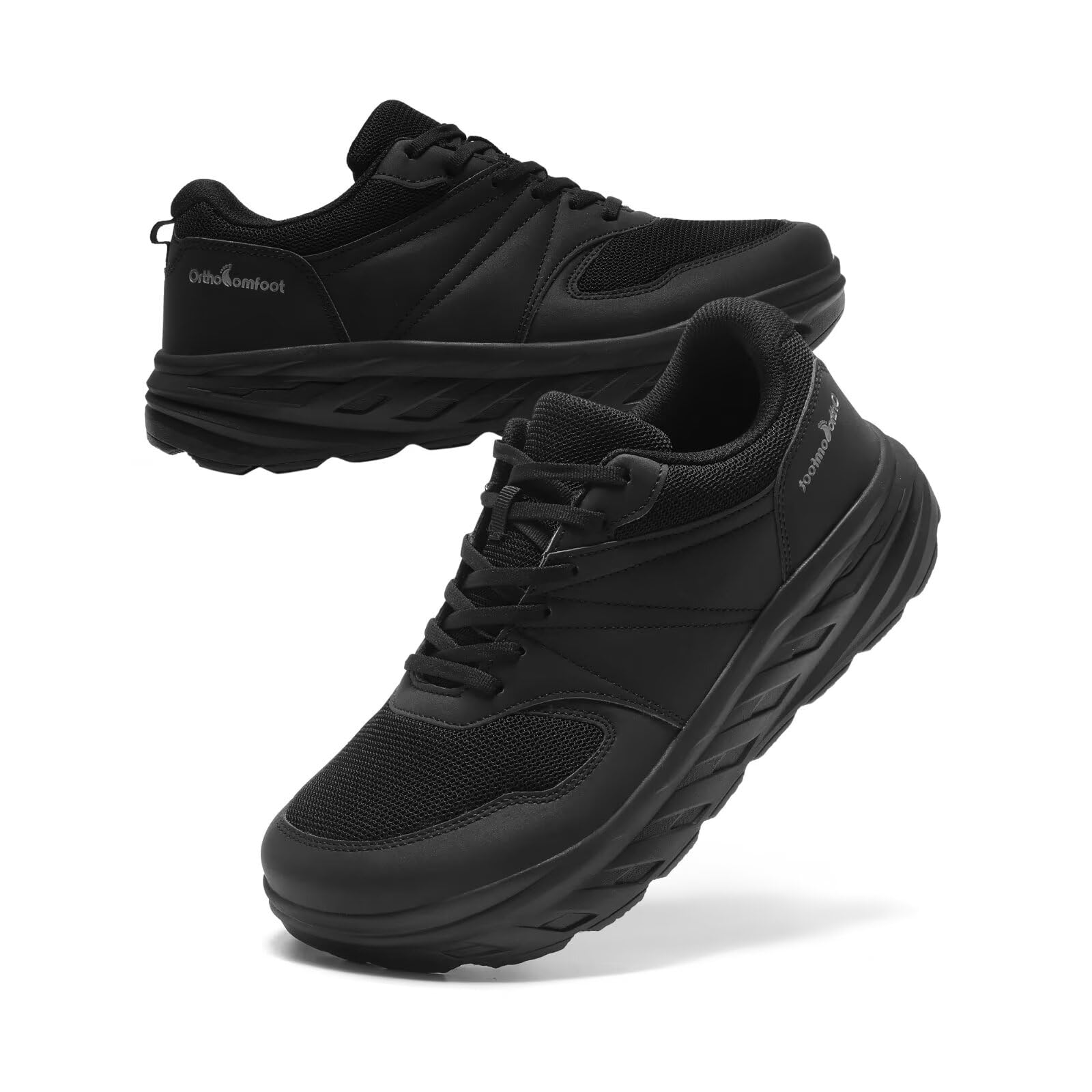 OrthoComfootMen's Orthopedic Diabetic Wide Walking Shoes: Comfortable Arch Support Plantar Fasciitis Sports Running Sneakers, Casual Swollen Bunion Work Tennis Shoes for Foot and Heel Pain Relief