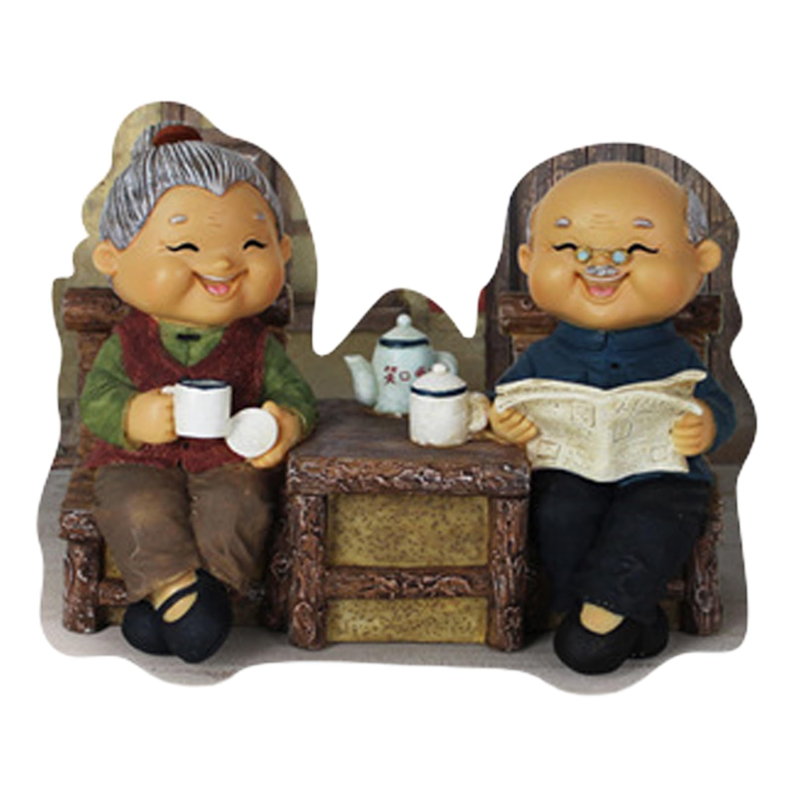 oringnat Romantics Resins Loving Elderly Couple Figurine Statue Ornament for Home Decors and Wedding Valentines