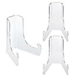 3 Pack Clear Easel Display Stand Acrylic Plate Stand Holders Flat Back Table Card Holder for Display Decorative Picture Frame Easel Base for Home Decor Art Display, Medium