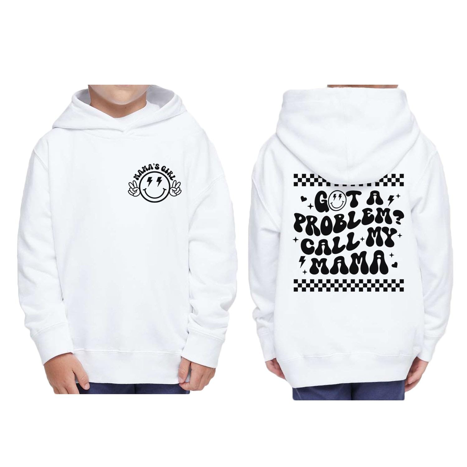 Mama's Girl Front and Back Kids Hoodie Sweatshirt Toddler 2T Light Pink