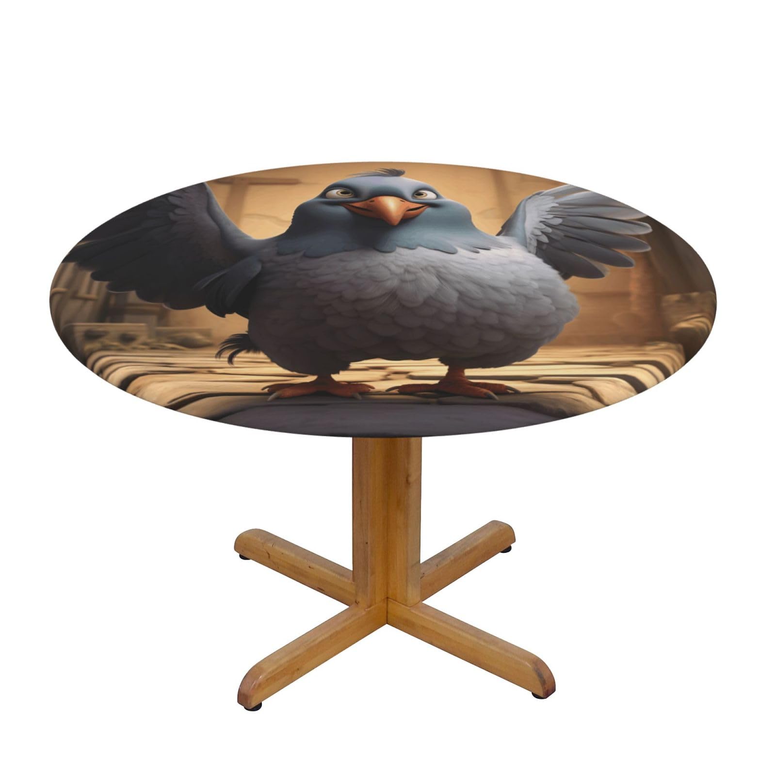 Cartoon Pigeon 1 Print Wipe Clean Oval Tablecloth Stain-Resistant Dining Table Accessories Table Protector For Home
