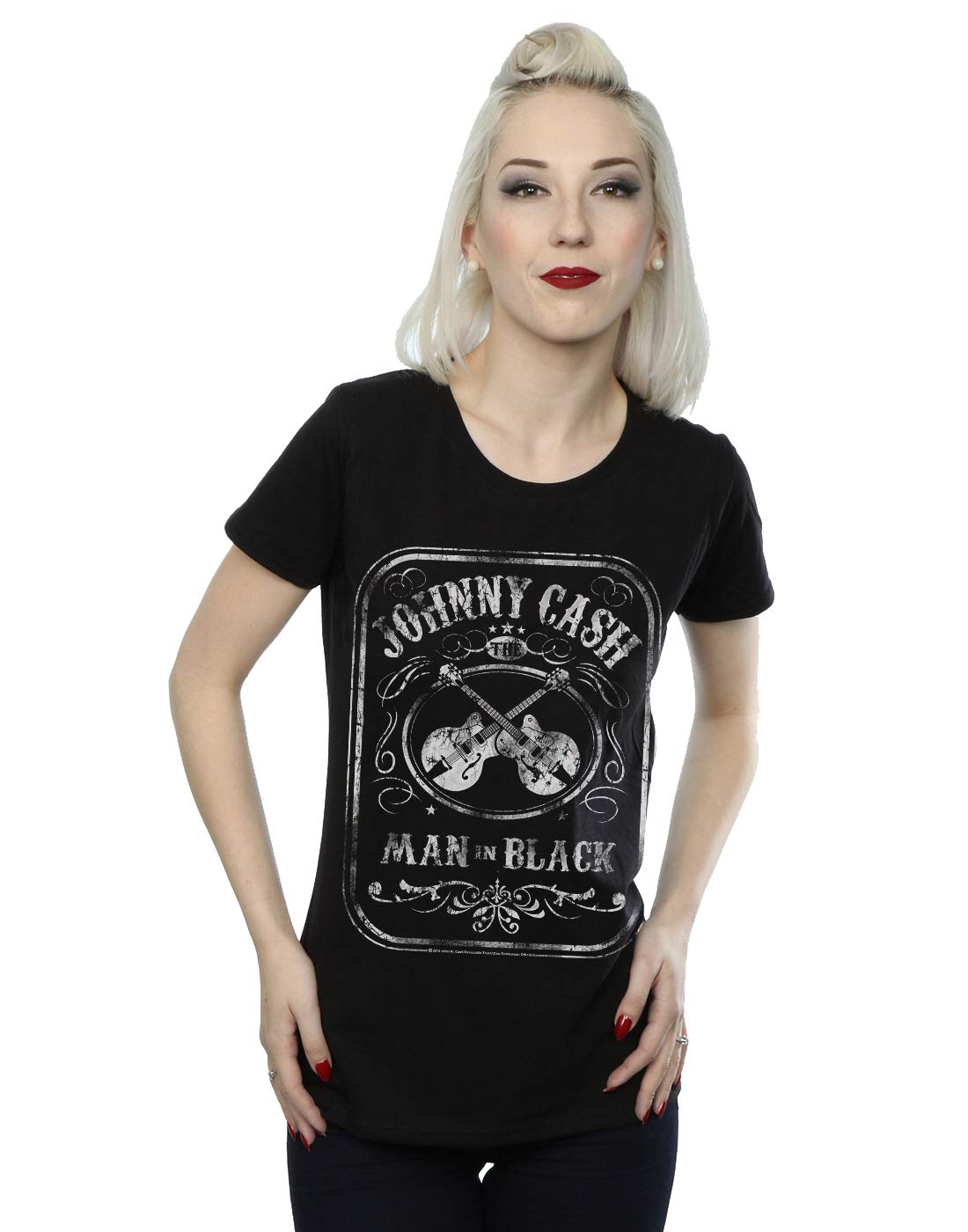 Johnny Cash Women's Man in Black Label T-Shirt Large Black
