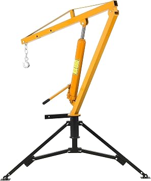 1000Lb Hydraulic Pickup Truck Crane, Receiver Hitch Mounted Truck Bed Crane with 360 Swivel & 3 Boom Capacities of 500Lb/750Lb/1000Lb for Workshops, Construction, Yellow
