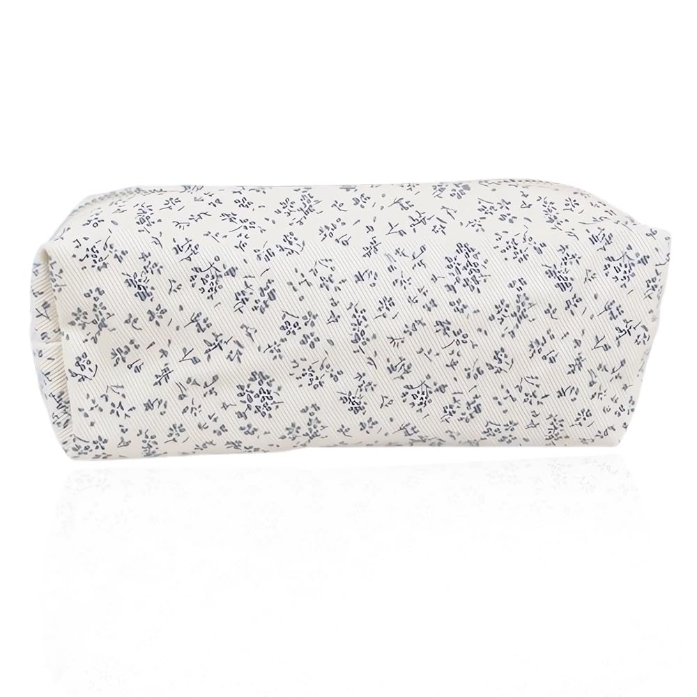SSyang Pencil Case, Coffre a Crayon, Pencil Pouch, Little Flower Marker Case, Single Layer Large Capacity, Canvas Material, Smooth Zipper, for Schools and Offices