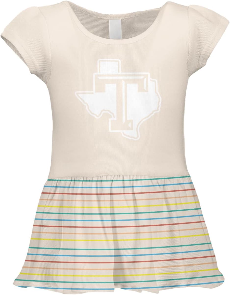Tcombo Texas T State Outline - College Sports Infant/Toddler Baby Rib Dress