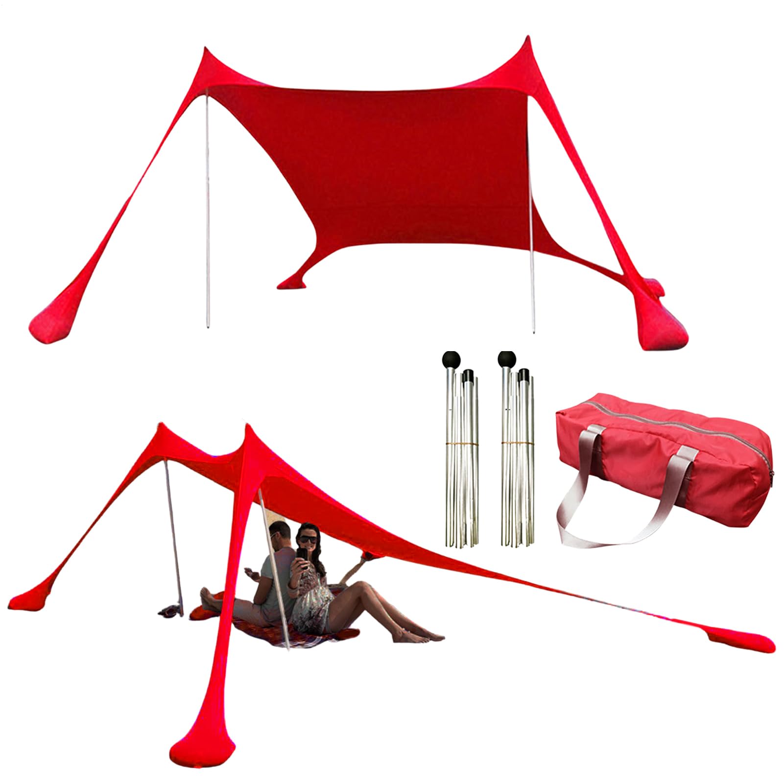 Tendas Da Spiaggia, Spiaggia Portatile Parasole Protezione UV UPF 50+, Con 2 Pali In Alluminio E Borsa Da Trasporto Adatto Per L'ombra In Spiaggia, Il Campeggio, La Pescas E Il Patio
