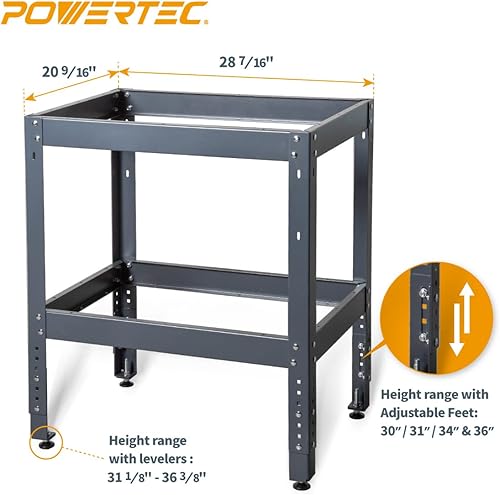 Vista 7 de POWERTEC Soporte de herramientas, soporte de mesa de enrutador resistente de 400 libras con pies de nivelación ajustables para sierra ingletadora