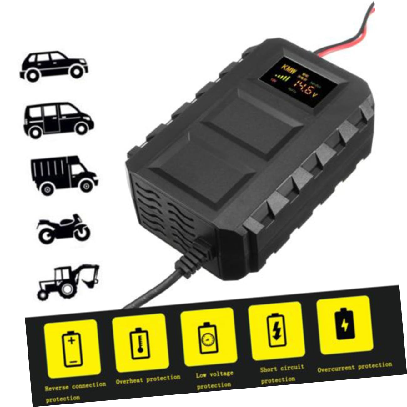 Caricabatterie Batteria Auto 12v 20a Nero in Plastica