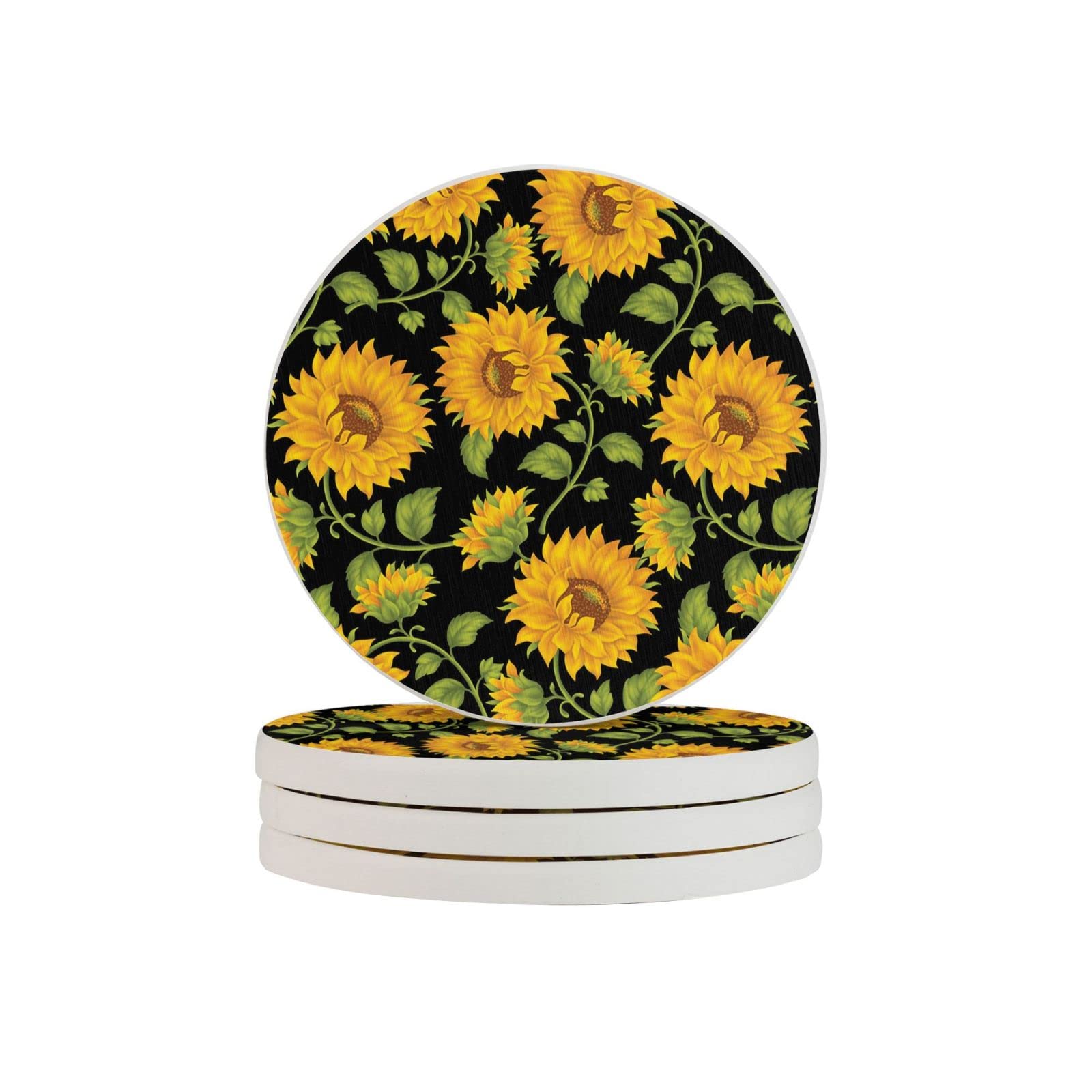 Sunflowers Two Pieces Drink Coaster for Tabletop Protection Place Mats for Home Decor