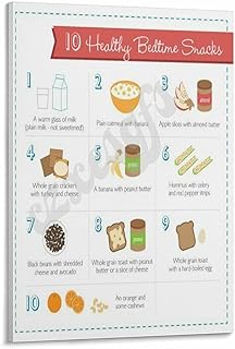 10 Healthy Bedtime Snacks for Kids Poster Pediatric Nutrition Kitchen Wall Art Canvas Painting for Living Room Bedroom Decor 24x36inch(60x90cm) Frame-style