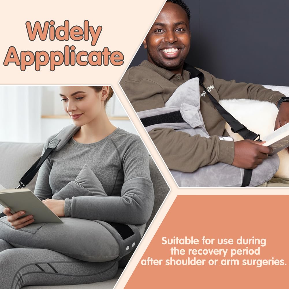 RANJIMA Coussin d'épaule après chirurgie avec poche pour bras, manchettes de rotateurs pour dormir, coussin orthopédique pour dormir sur le côté et le dos, coussin de soulagement des épaules