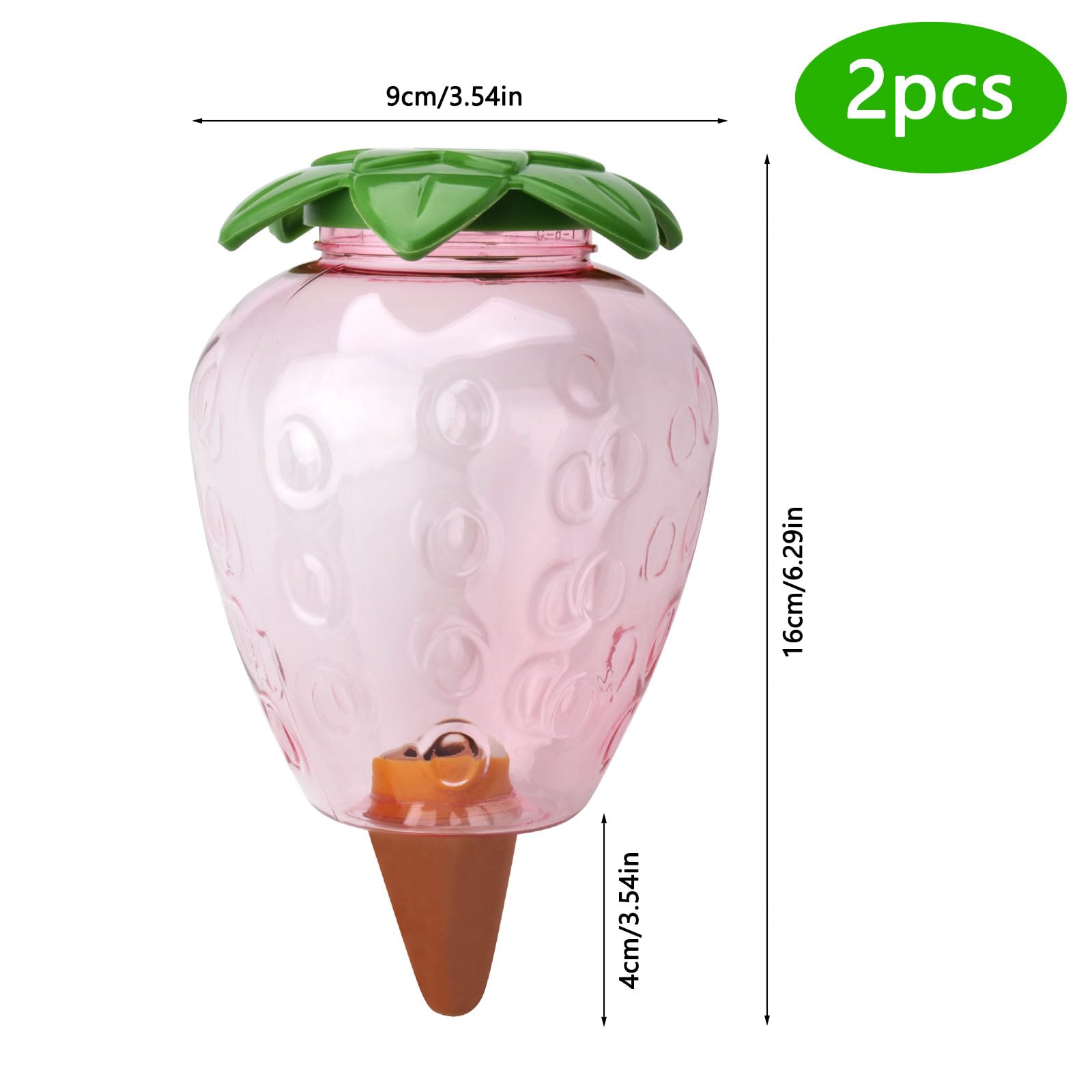 2 kule nawadniające, duże, 500 ml, do nawadniania roślin pokojowych, system nawadniania roślin doniczkowych, zbiornik wody, plastik, glina, dozownik wody, dekoracja ogrodowa na urlop (truskawka)