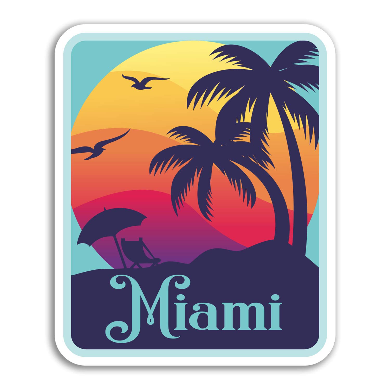 Destination Vinyl Ltd Multi 2 X 10Cm Miami Florida Vinyl Stickers - Usa Travel Sticker Laptop Luggage #18470 (10Cm Tall)