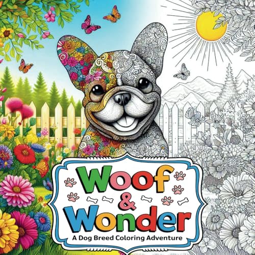 Woof and Wonder A Dog Breed Coloring Adventure Book For Kids: 50 Big Patters Of Different Dogs Breeds For Children's and Adults 