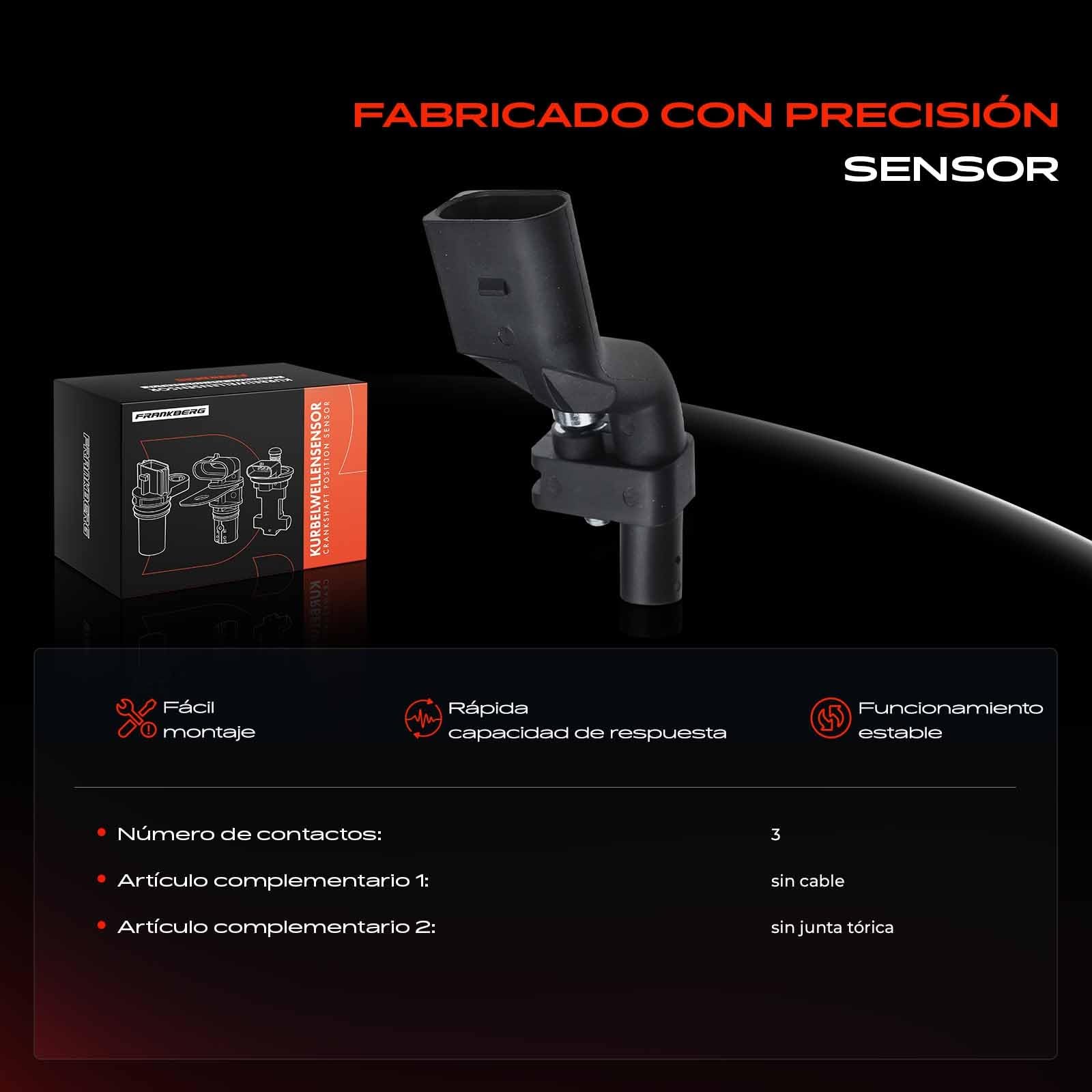 Frankberg Posición del cigüeñal Sensor del cigüeñal Compatible con Golf Plus 521 5M1 Golf V 1K1 T.o.u.r.a.n 1T1 1T2 A3 8P1 A3 Sportback 8PA Replace# PC942