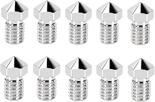APAAZO Electroplating Nickel Nozzle E3D Nozzle Thread 3D Printer Parts J-head Hotend Extruder 1.75MM Filament 0.2/0.3/0.4/0.5MM (Color : 10pcs, Size : 0.8mm)