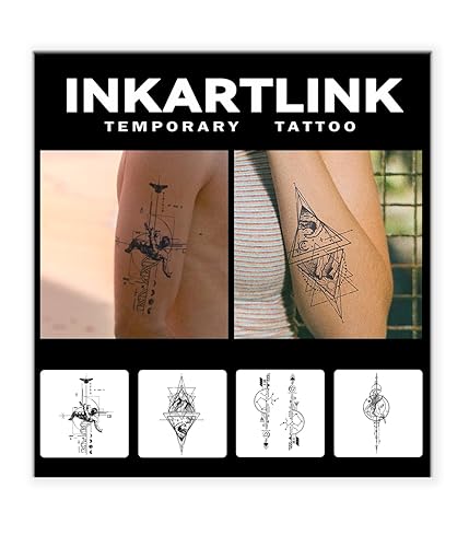 INKARTLINK Tattoo Tech, 4 hojas de tatuaje semipermanente, tatuajes temporales para adultos, dura 1-2 semanas, impermeable, aspecto realista, sin