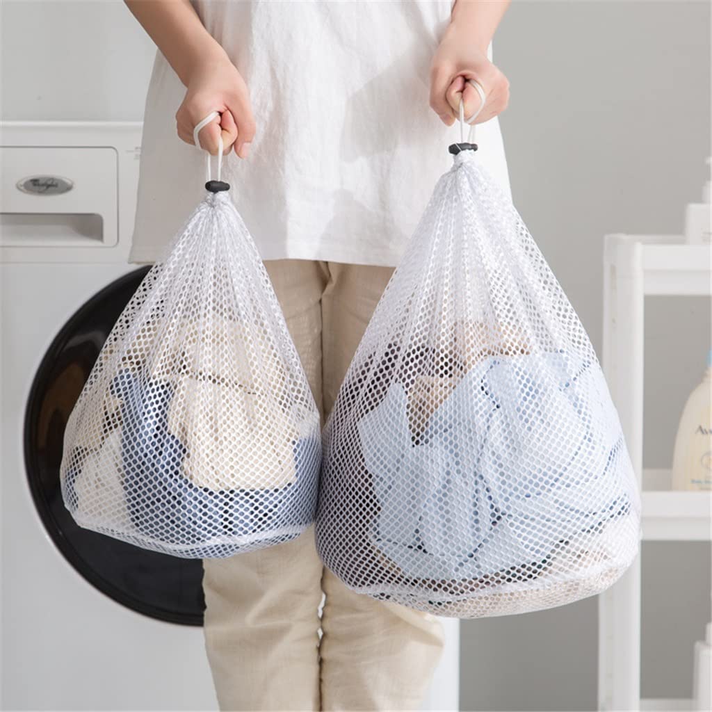 Sacco per Biancheria in Rete con Coulisse Intimo in Rete Cesto per Biancheria Sacco per Biancheria Sacco portaoggetti Sacco Sporco di Grande capacità (D 40 * 50cm)