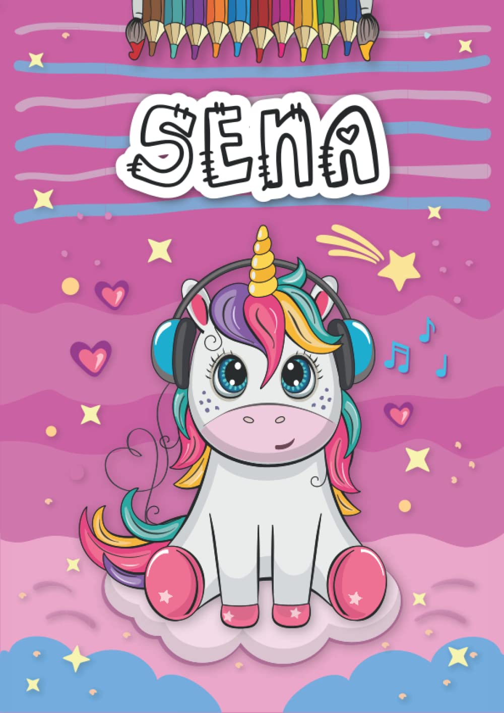 Independently published Sena: Livre de coloriage personnalisé pour Sena | Licorne | Cadeau d'anniversaire pour fille ... | 4 à 8 ans | 25 motifs de licorne avec le prénom Sena, Grand format A4 (21 x 29.7 cm)