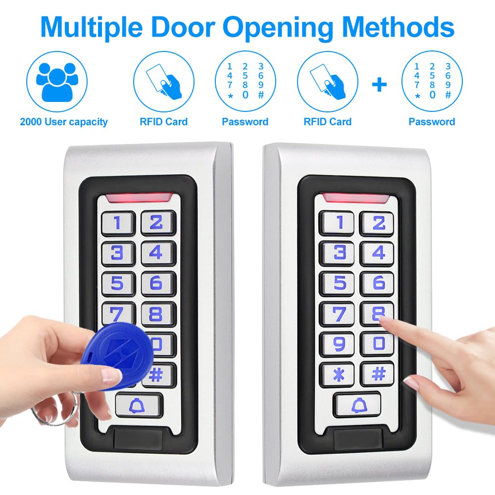 IP68 Sistema de Control de Acceso al Aire Libre Impermeable Teclado RFID de Metal Lector 125KHz WG26 + Cerradura Magnética Eléctrica de 180KG + Tarjetas Clave de 10PCS