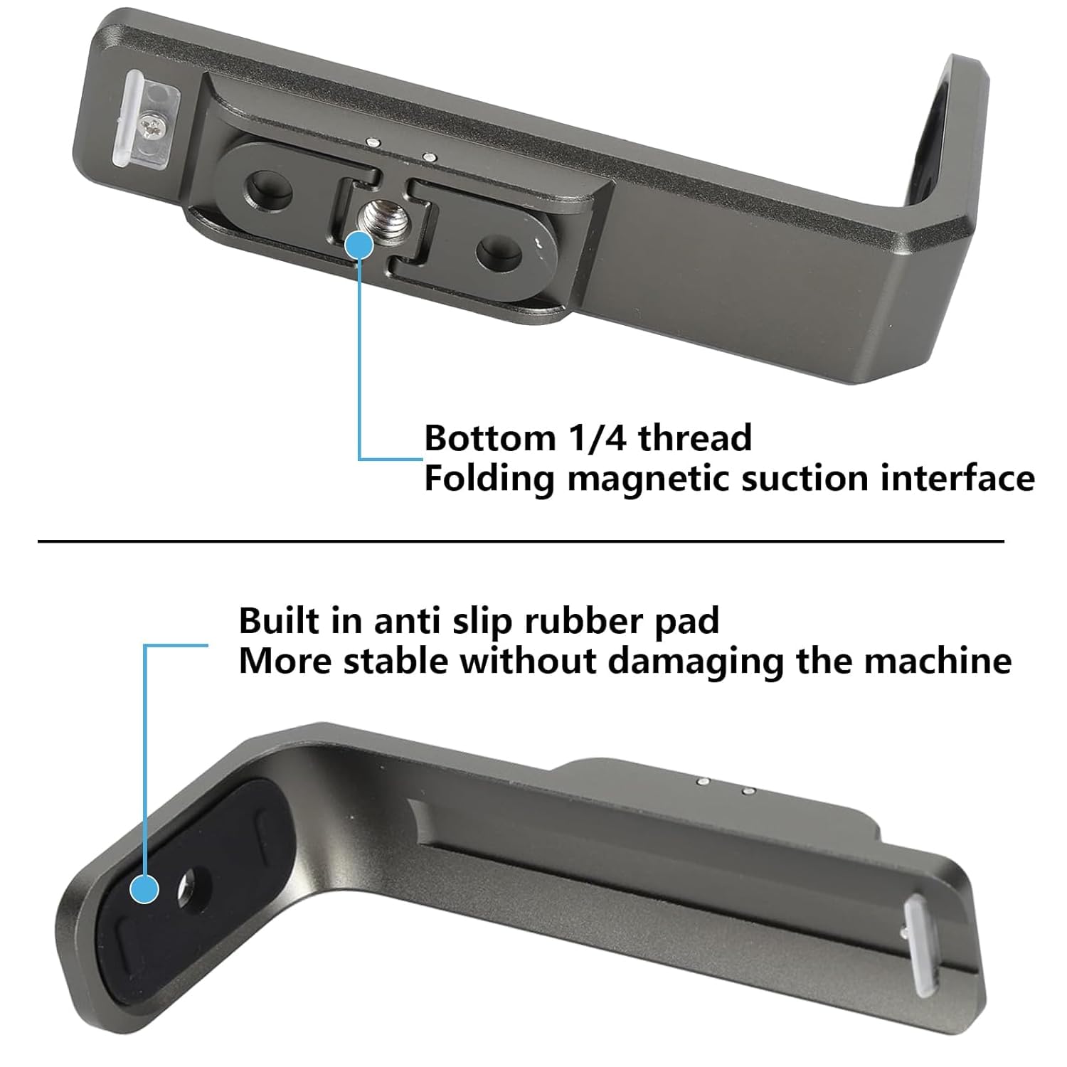 LICHIFIT Horizontal Mount Bracket For Insta360 X4 Action Camera Aluminum Alloy L Bracket 90 Degree Transverse Support Holder With 1/4" Screw Hole And Foldable Two-Prong Interface Adapter - View #7