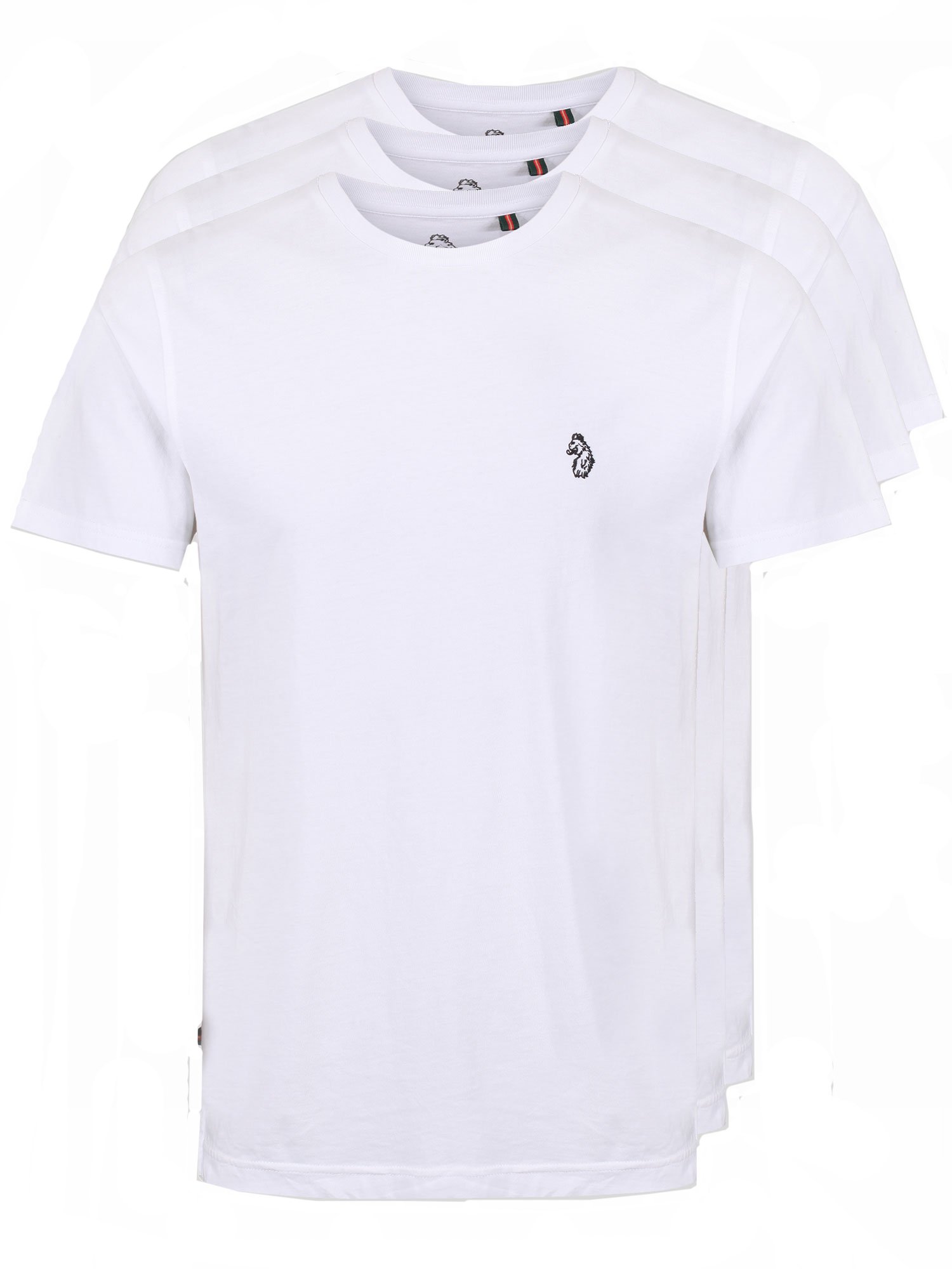 LUKE 1977 Mens Johnys 3 Pack Short Sleeve Crew Neck T-Shirt Top (M, White)