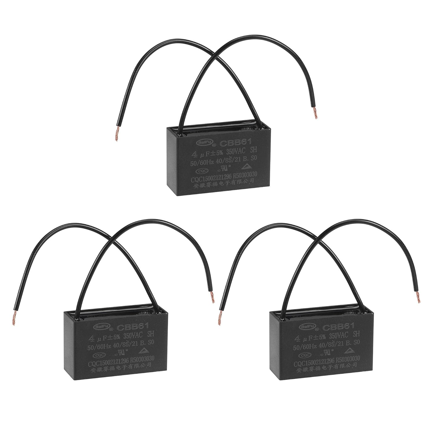 uxcell Ceiling Fan Capacitor CBB61 4uF 350V AC 2 Wires Metallized