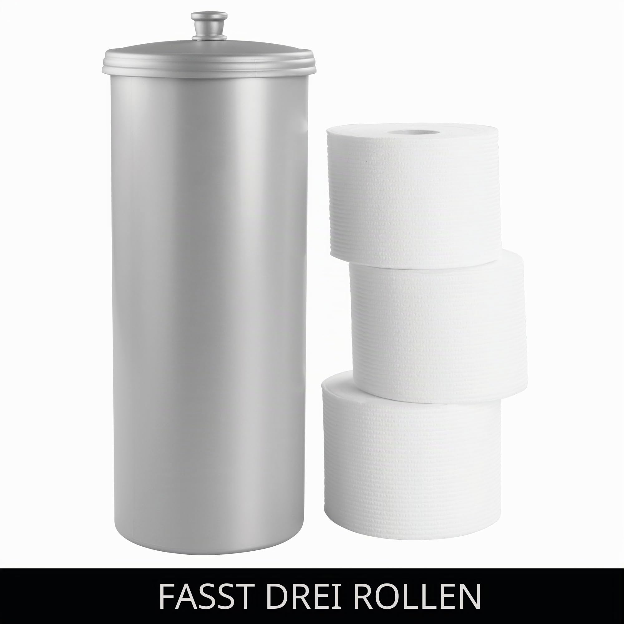 iDesign 93396EU Kent Freistehender Toilettenpapier-Halter für Bad, 16,002 x 16,002 x 39,37 cm, silber, Plastik