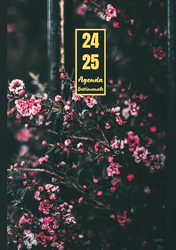 Agenda settimanale Luglio 2024 – Dicembre 2025: 18 mesi, Settimana su doppia pagina, Da Luglio 2024 a Dicembre 2025, Formato A5 | Calendario Mensile ... l'ufficio Aziendale e il Diario | Fiori Neri
