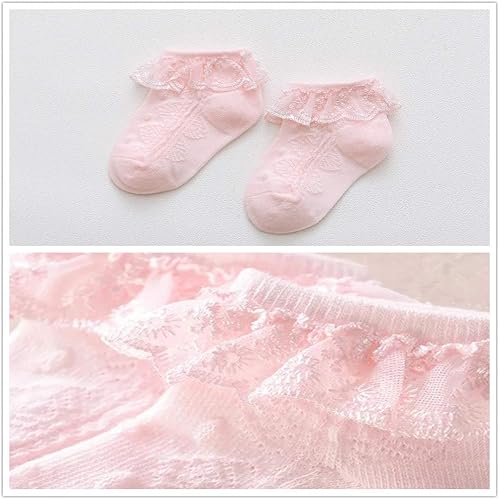 Miniatura 3 de Calcetines de vestir con volantes para bebés y niñas, paquete de 356 calcetines de encaje con volantes