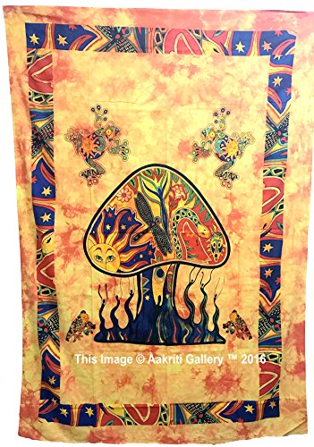 Aakriti Gallery Tapiz para Colgar en la Pared, Mandala, 84 x 55 Pulgadas, 100% algodón, Naranja, 85x55 Inches