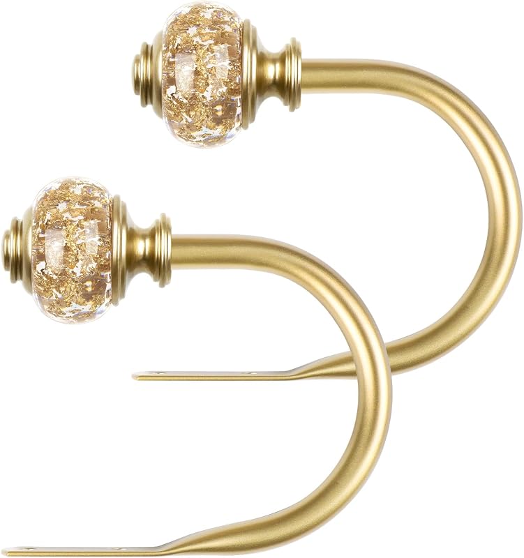 USFOOK Gold Curtain Holdbacks, Decorative Drapery Tiebacks, 2 Pack/1 Pair