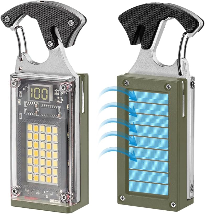 BY-J COB Keychain Work Light Keychain Flashlights, 7 Lighting Modes, 1600 Lumens, COB Rechargeable Multi-Function Work Light with Electric Lighter, Seat Belt Cutter, Screwdriver, Whistle