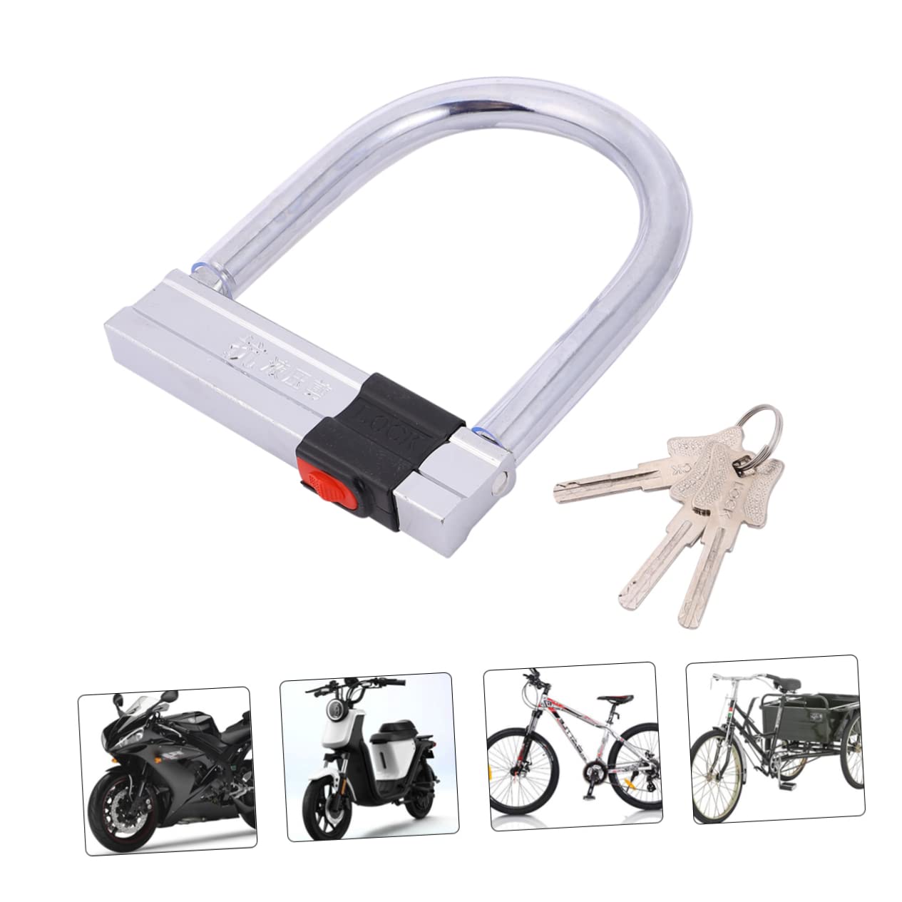 Lucchetto a U per Bicicletta Antifurto, Acciaio Inox Argento | Resistenza Idraulica, Robusto per Ciclismo e Sicurezza, Adatto a Recinzioni