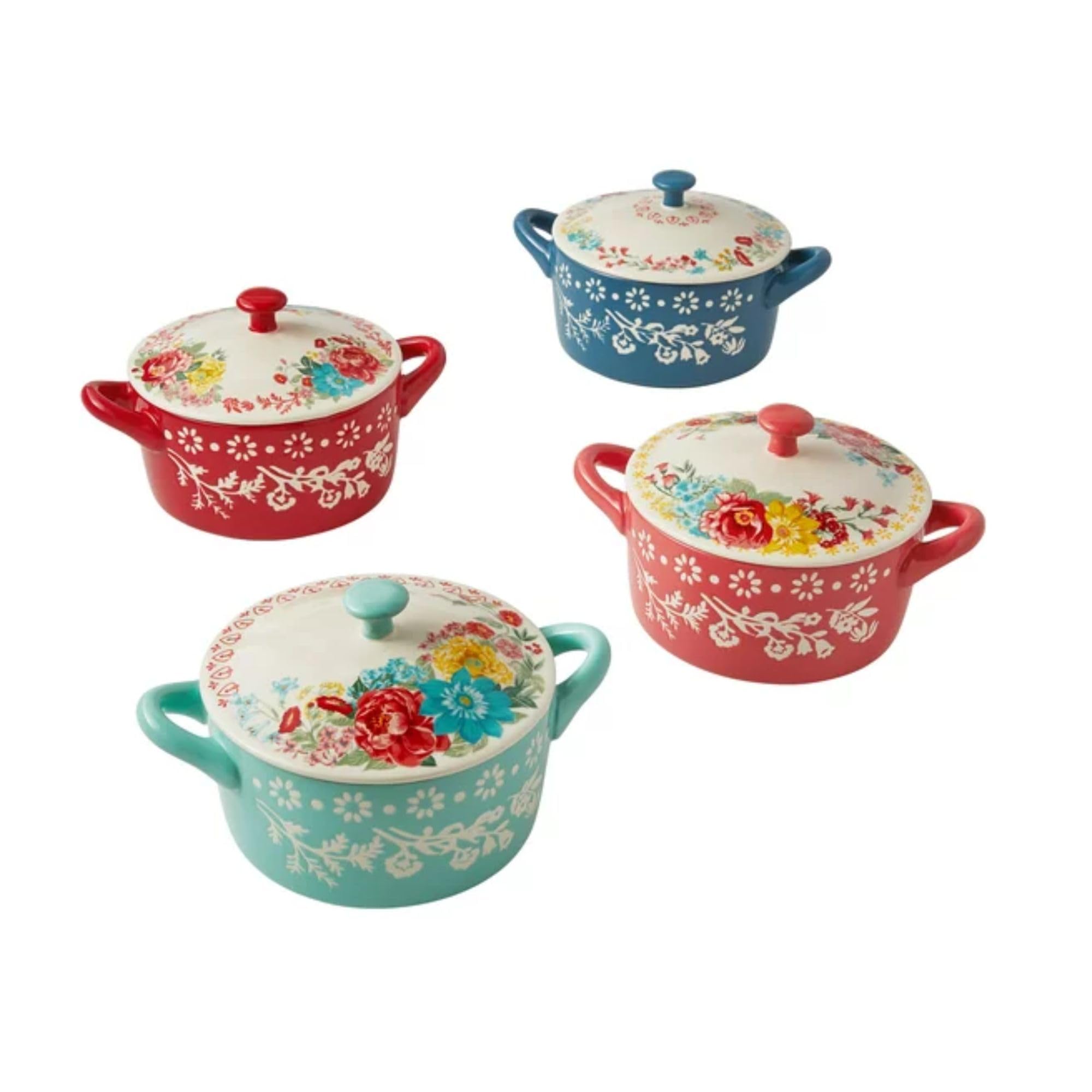 Pioneer Woman Mini Casseroles with Lids (Fancy Flourish Mini Casserole 4 Pack)