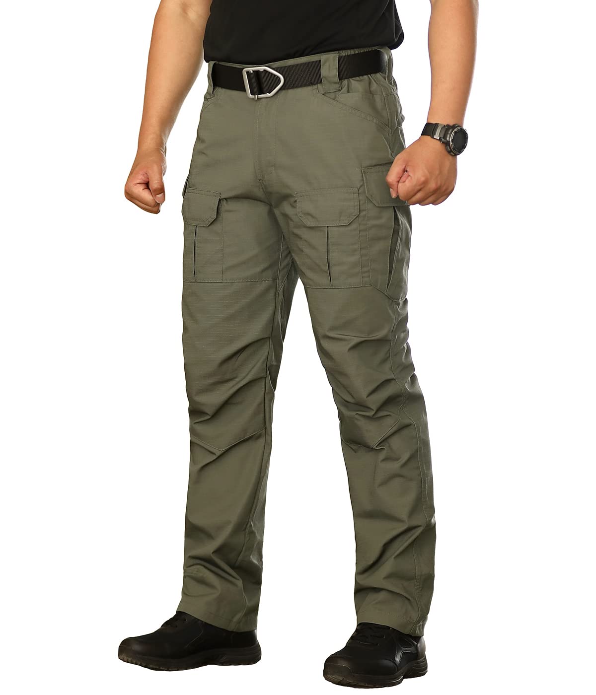 NAVEKULLMen's Outdoor Tactical Trousers Water-Repellent Rip-Stop Combat Military Hiking Work Cargo Pants with Pockets