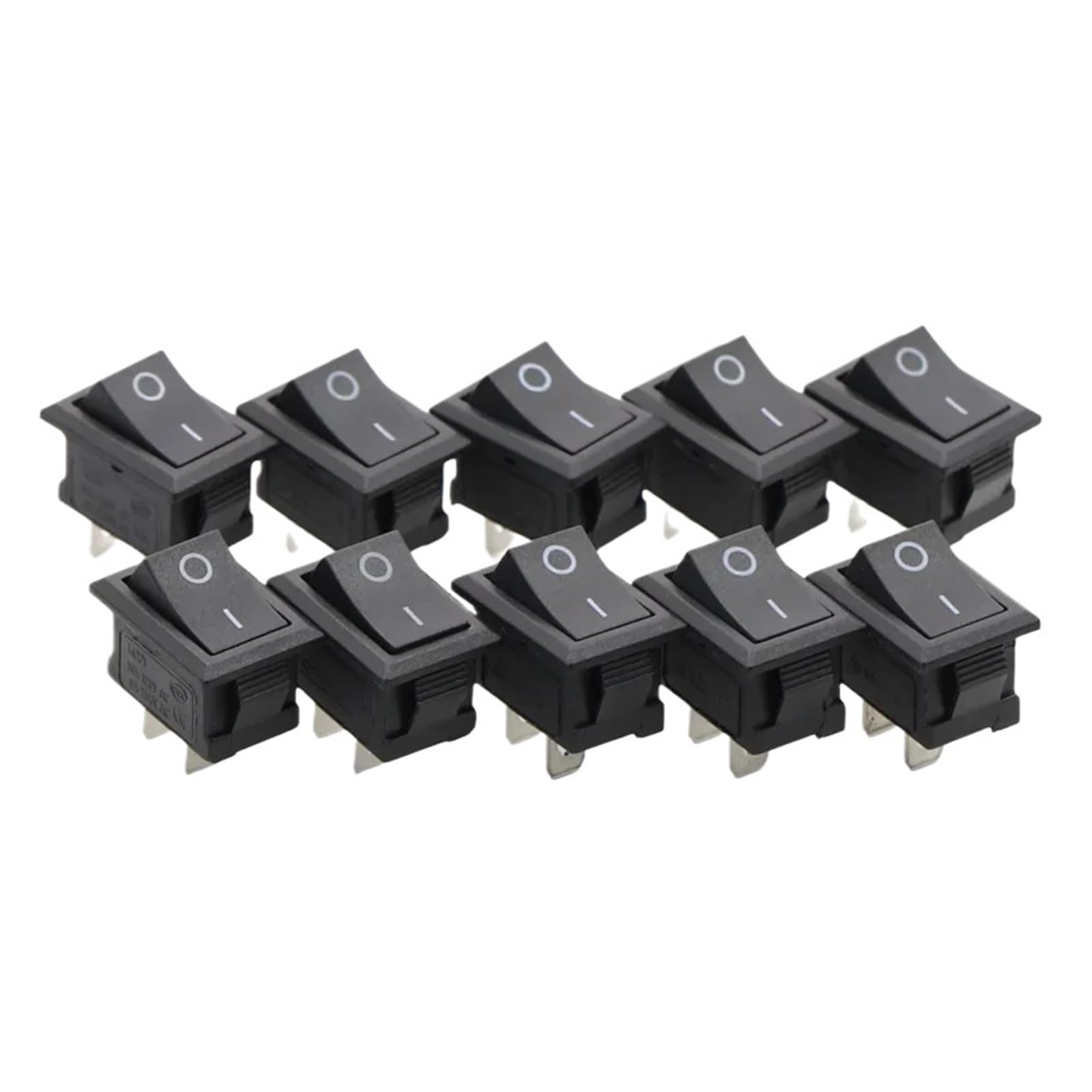 XQJVDGFRY 10PCS 2D2P-Black 15 x 21mm SPST On/Off Boat Rocker Switch 6A 250V KCD1 KCD1-101
