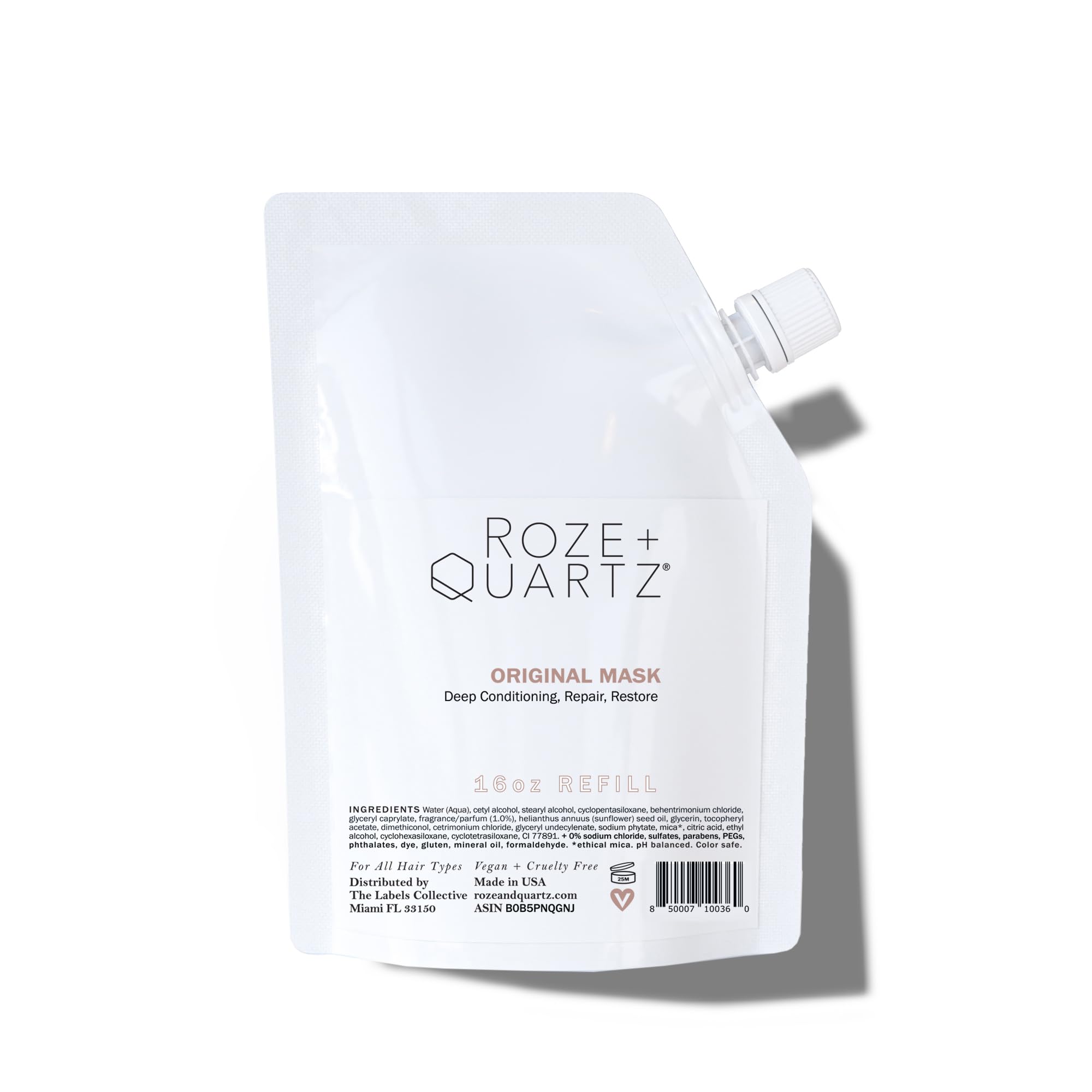 Roze + Quartz® Original Hair Mask • Deep Conditioning Hair Treatment for Dry Damaged Hair (16 Fl Oz REFILL)