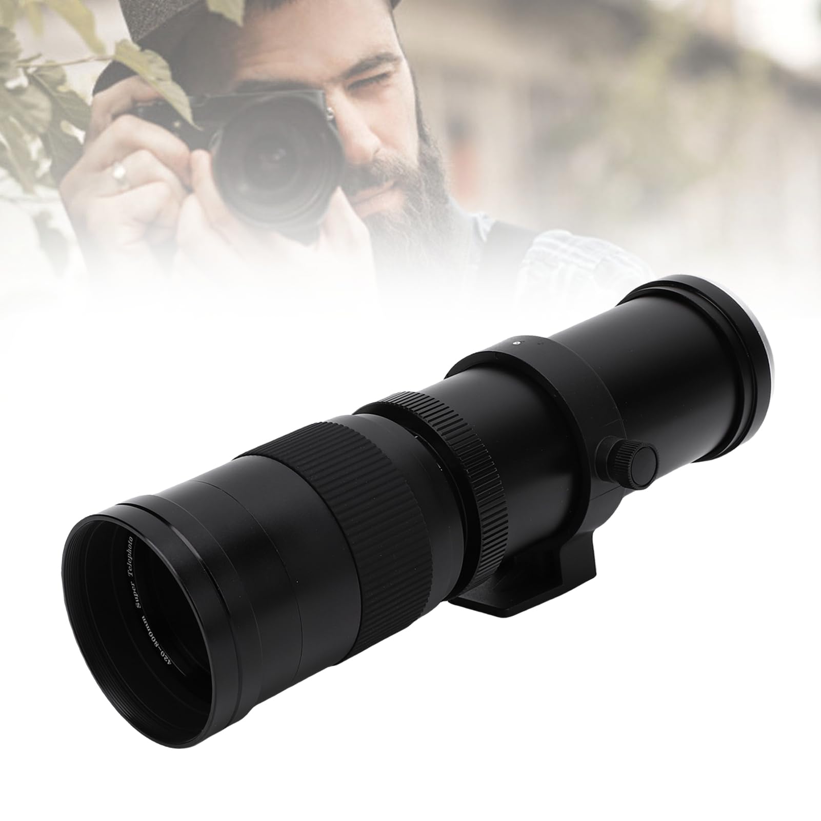 Fabater Obiektyw Zmiennoogniskowy 420–800 mm. Potężny Teleobiektyw z ręczną regulacją Ostrości do Obserwacji Ptaków i Fotografowania Dzikiej Przyrody (BLACK)