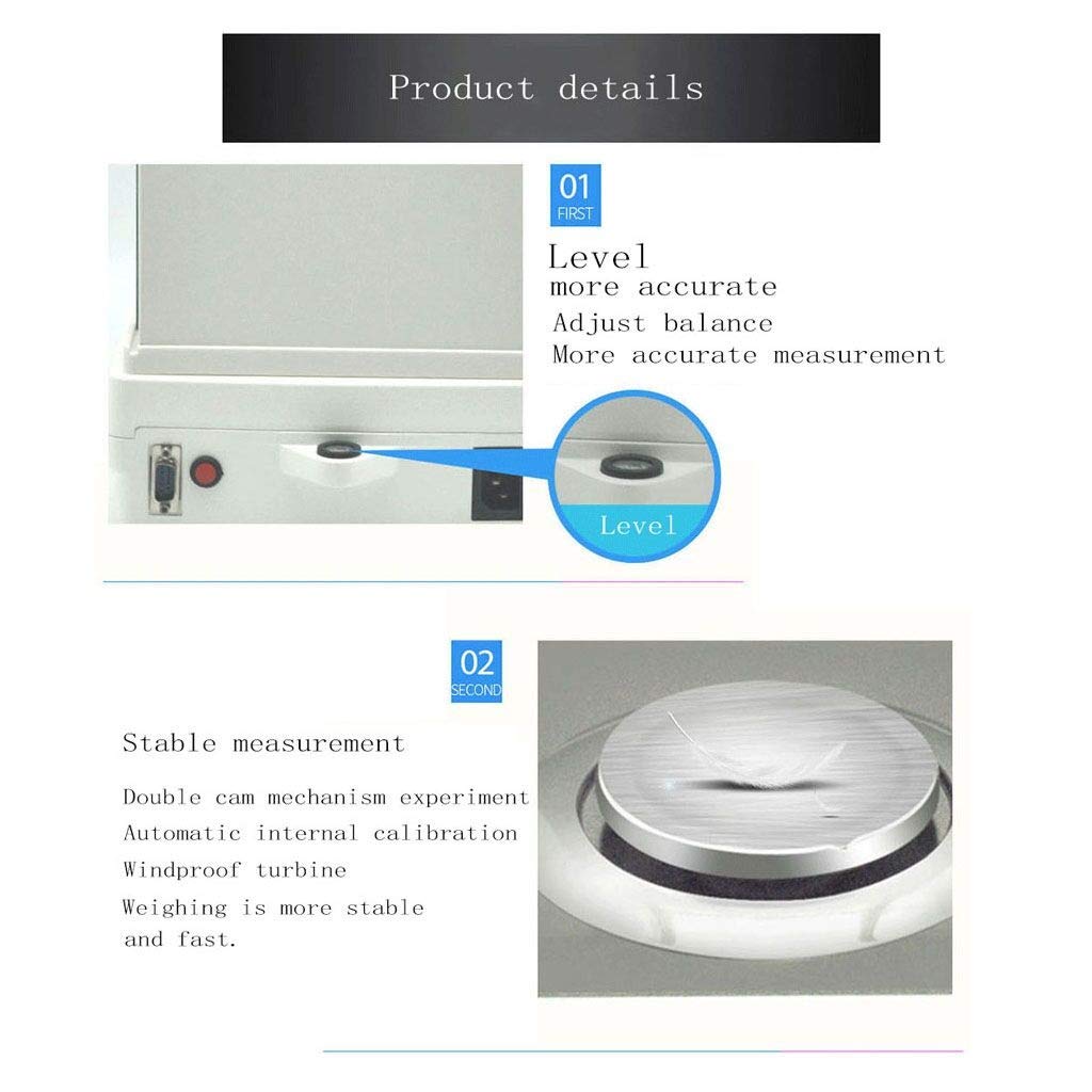 Bilancia da Laboratorio ad Alta precisione, Bilancia Elettronica, conteggio scientifico in Grammi per Laboratorio, gioielleria, Industria, pesatura Aziendale (220g/0.0001g)