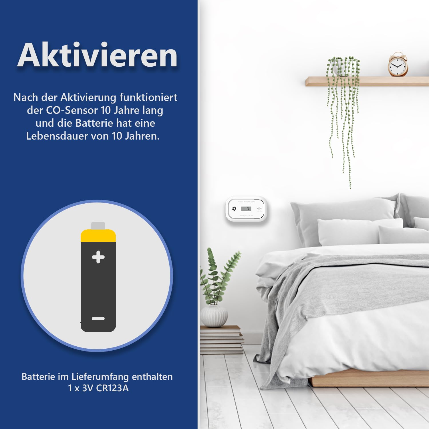 ELRO FC5010 Kohlenmonoxidmelder mit 10-Jahres-Batterie und Display | CO-Melder entspricht der europäischen Norm EN50291