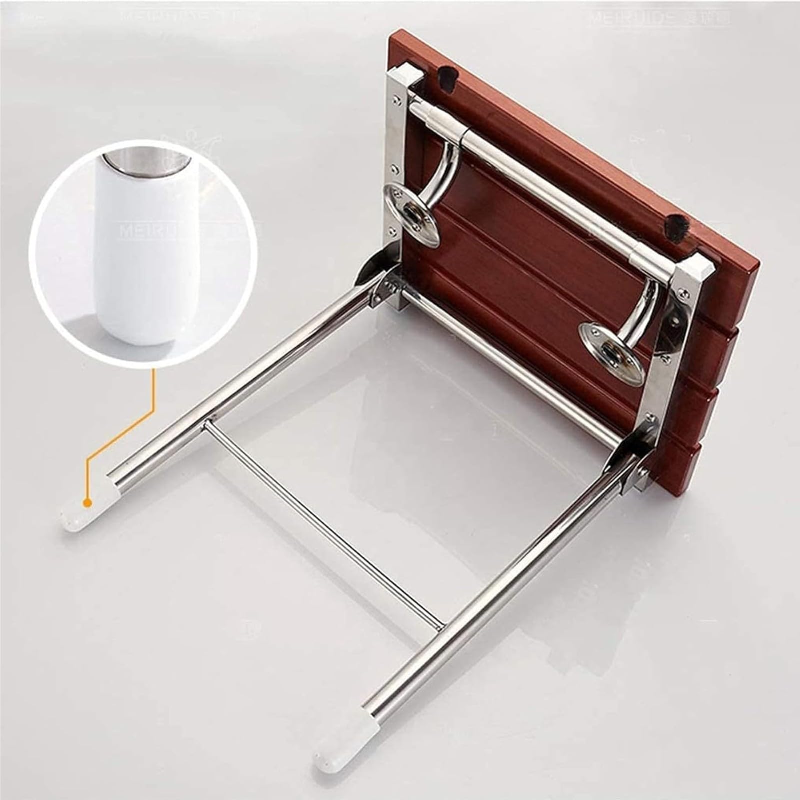 Asiento Ducha Plegable Pared Montada,Silla Abatible Ducha Montado en la Pared,Taburete Baño Banqueta Ducha para Personas Mayores Minusvalidos Adultos,Asiento de Ducha Plegable de Madera