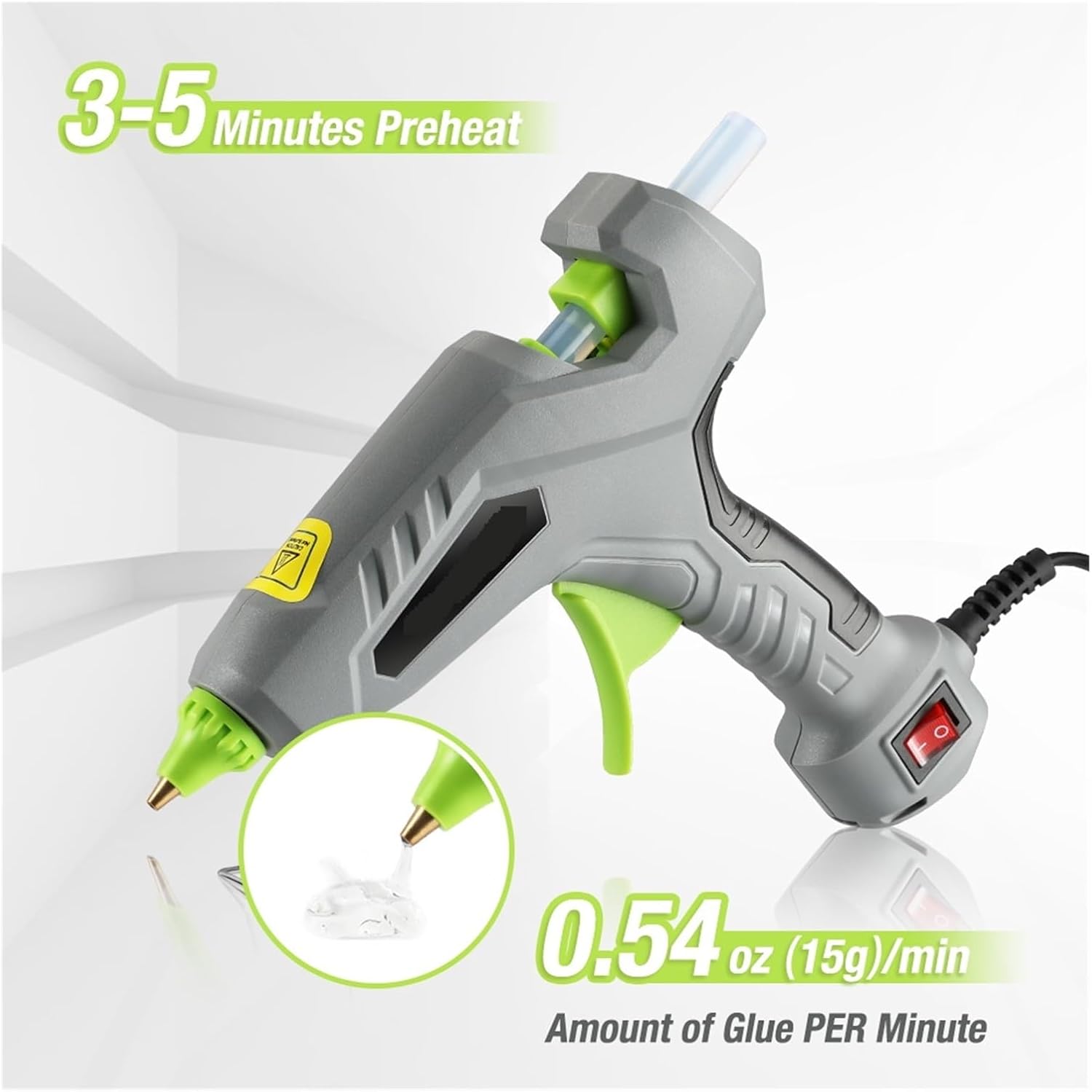 Hot Glue Gun 60W Hot Melt Glue Gun Fast Preheating Heat Tool with 20PC Glue Stick 10CM for Home DIY Household Tools Hand Craft Tools for DIY Arts, Crafts and Quick Repairs