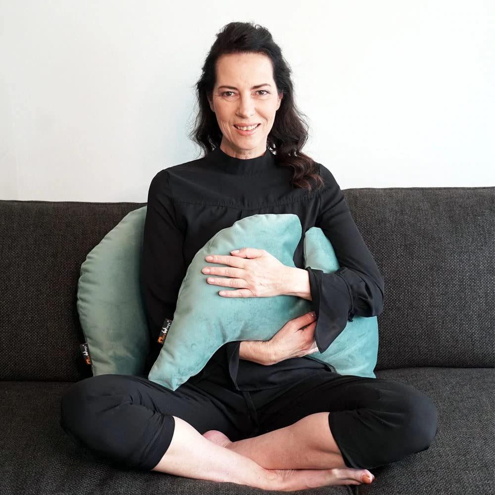 Flügelkissen, Grace (S) Jade - Bezug und Füllung. Dekokissen vom Designer, Ergonomisches Kissen, Nackenkissen, Lendenwirbelkissen, Lesekissen, Kuschelkissen