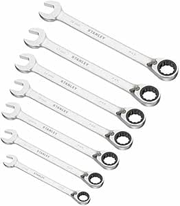 Stanley 1-17-375 Combination spanner-Set with ratchet (7-piece), Silver