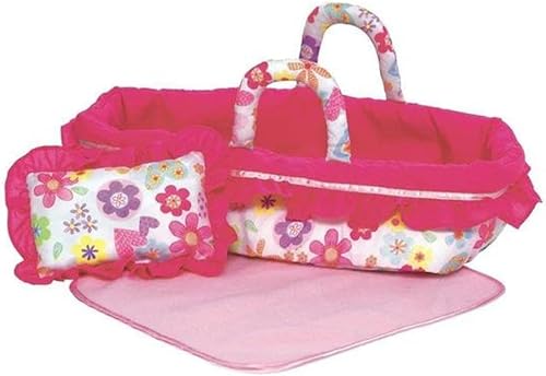 Miniatura 3 de Adora Cama para muñecas de bebé, accesorios para muñecas Snuggle incluye cama suave con asas, manta rosa y almohada floral, lavable a máquina,