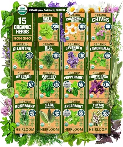Image of HOME GROWN Organic Herb Seeds Variety Pack - Non GMO, Heirloom 2,500+ High-Germinating Heirloom Seeds for Planting Indoor Outdoor Spring Herb Garden Hydroponics Garden Seeds, Basil Cilantro & More